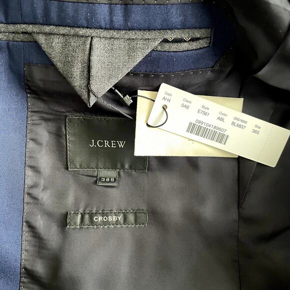 NWT J.Crew Crosby Classic Fit Suit Italian Cotton 38S Larusmiani Blue - Picture 9 of 16